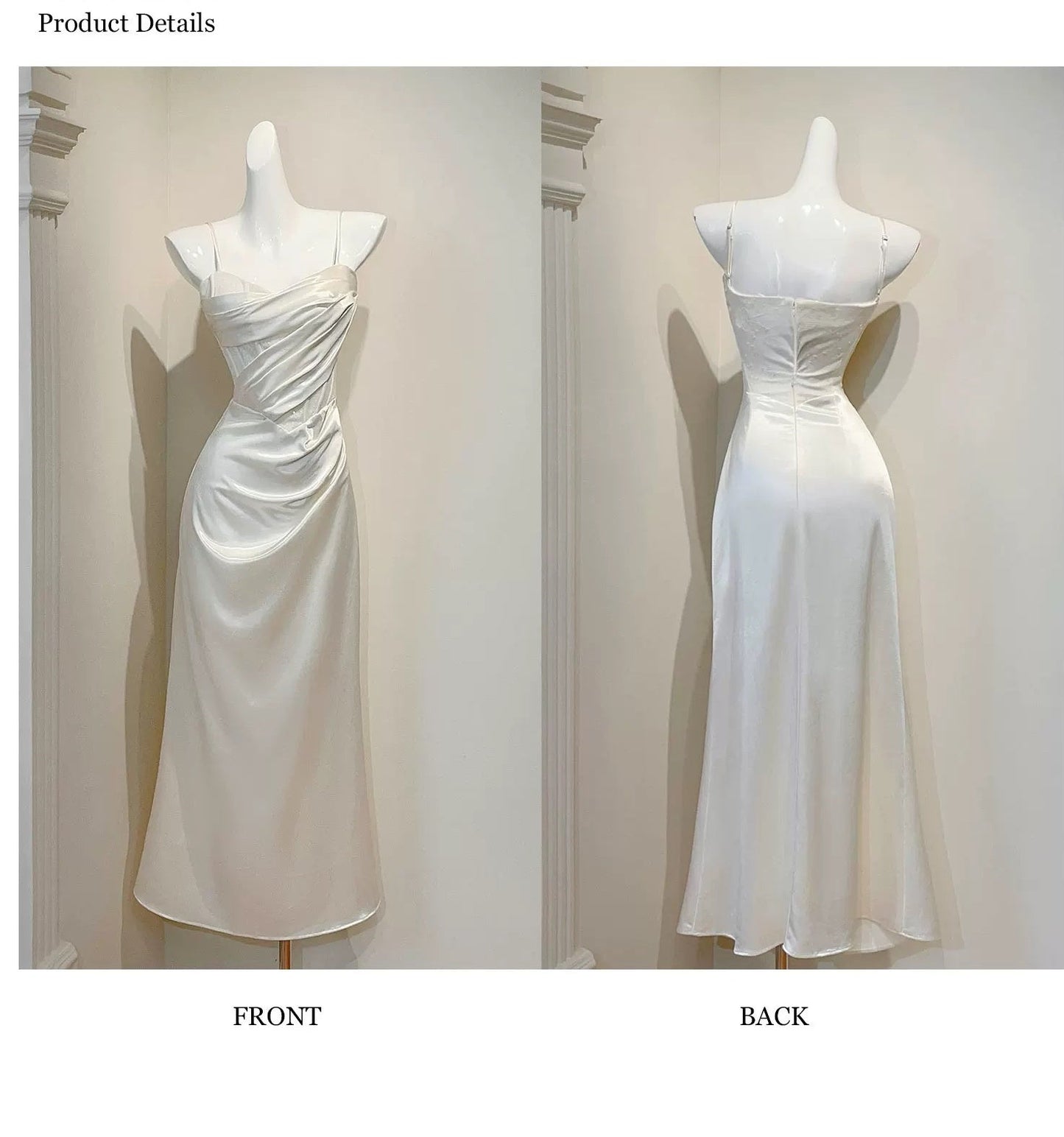 Simple Mermaid Spaghetti Straps Satin Ankle Length Long Party Gowns Prom Dresses N2054