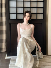 Simple Mermaid Spaghetti Strap White Sequin Summer Formal For Women Girls Teens Prom Dresses N2226