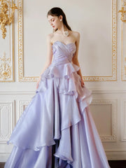 Beautiful A Line Sweetheart Lilac With Ruffles For High Schools Teens Prom Dresses Graduation Dress N1680