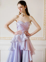 Beautiful A Line Sweetheart Lilac With Ruffles For High Schools Teens Prom Dresses Graduation Dress N1680