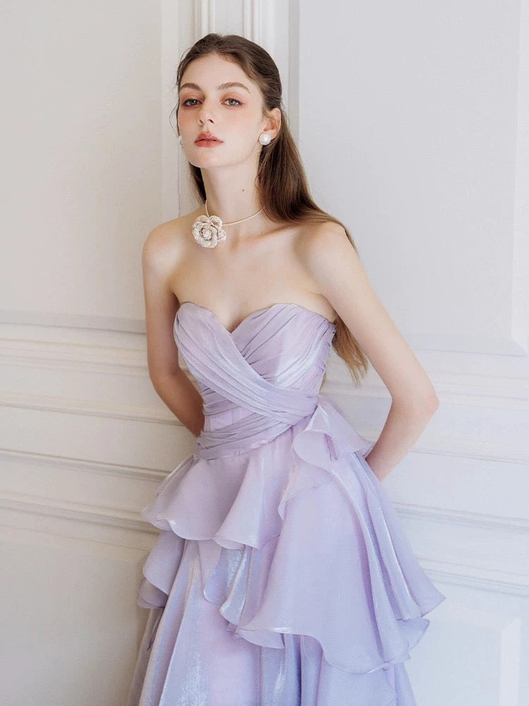 Beautiful A Line Sweetheart Lilac With Ruffles For High Schools Teens Prom Dresses Graduation Dress N1680