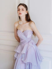 Beautiful A Line Sweetheart Lilac With Ruffles For High Schools Teens Prom Dresses Graduation Dress N1680