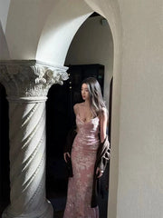 Beautiful Prom Dresses Mermaid Spaghetti Strap Pink Lace Long Formal Evening Dress N3953