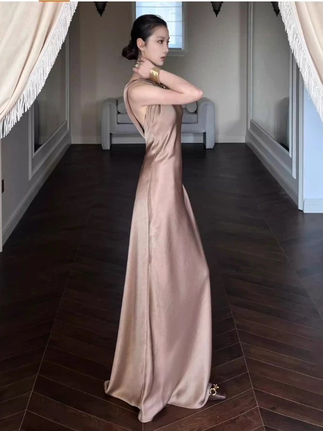 Sexy Prom Dresses Mermaid One Shoulder Champagne Satin With Pleated Formal Evening Dress N3980