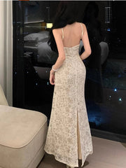 Pretty Prom Dresses Mermaid White Lace Evening Gown Formal Semi Long Formal Dress N3990