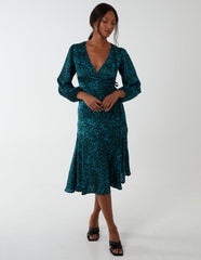 Wrap Front Midi Dress