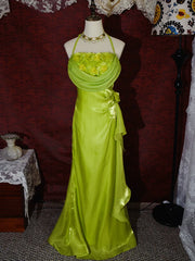 Vintage 90s A Line Halter Floral Neck Long Prom Dresses Inspiration Party Retro Evening Dress 21st Birthday Outfits AB2375