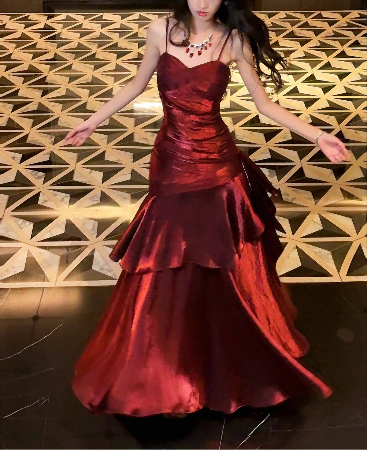 Modest Mermaid Spaghetti Straps Burgundy Wine Red Long Prom Dresses High School Teens Graduation Dance Dress 20th Birthday Outfits AB2502