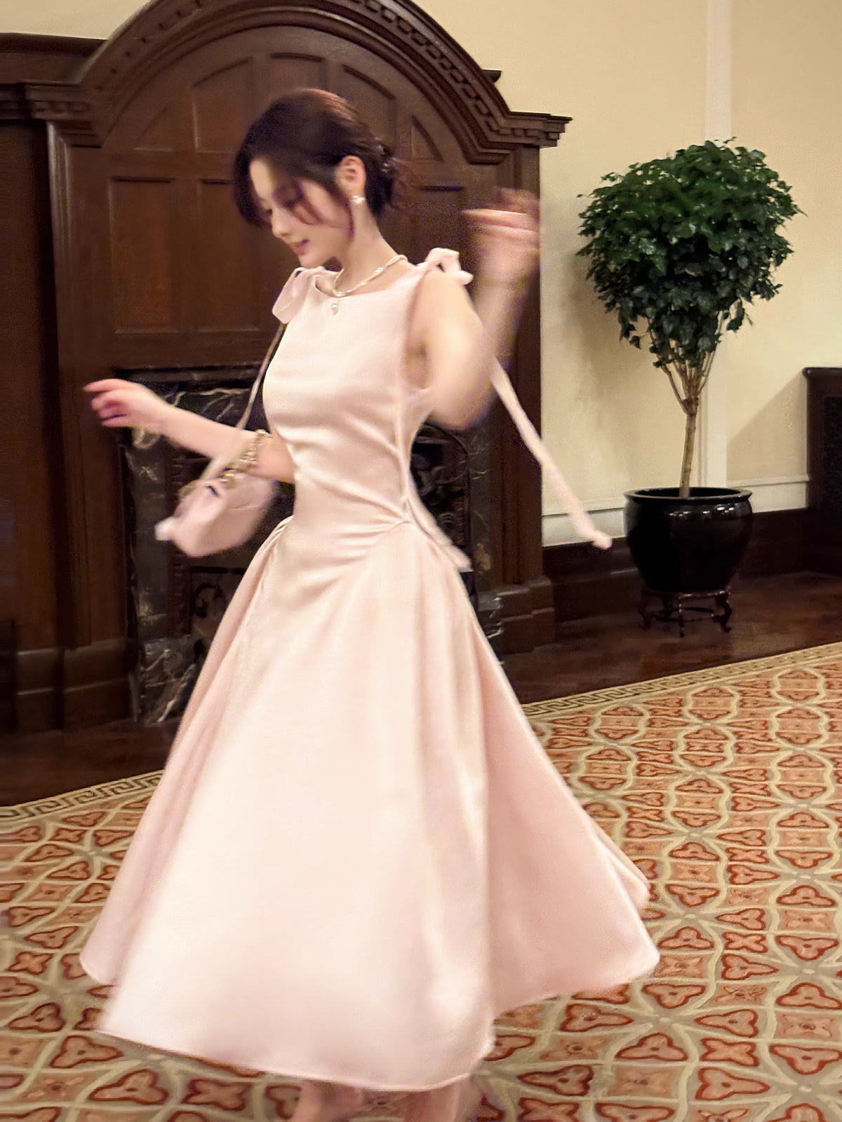 Simple A Line Scoop Neck Pink Satin Ankle Length Prom Dresses 17th Nigh Party Birthday Outfits AB2498