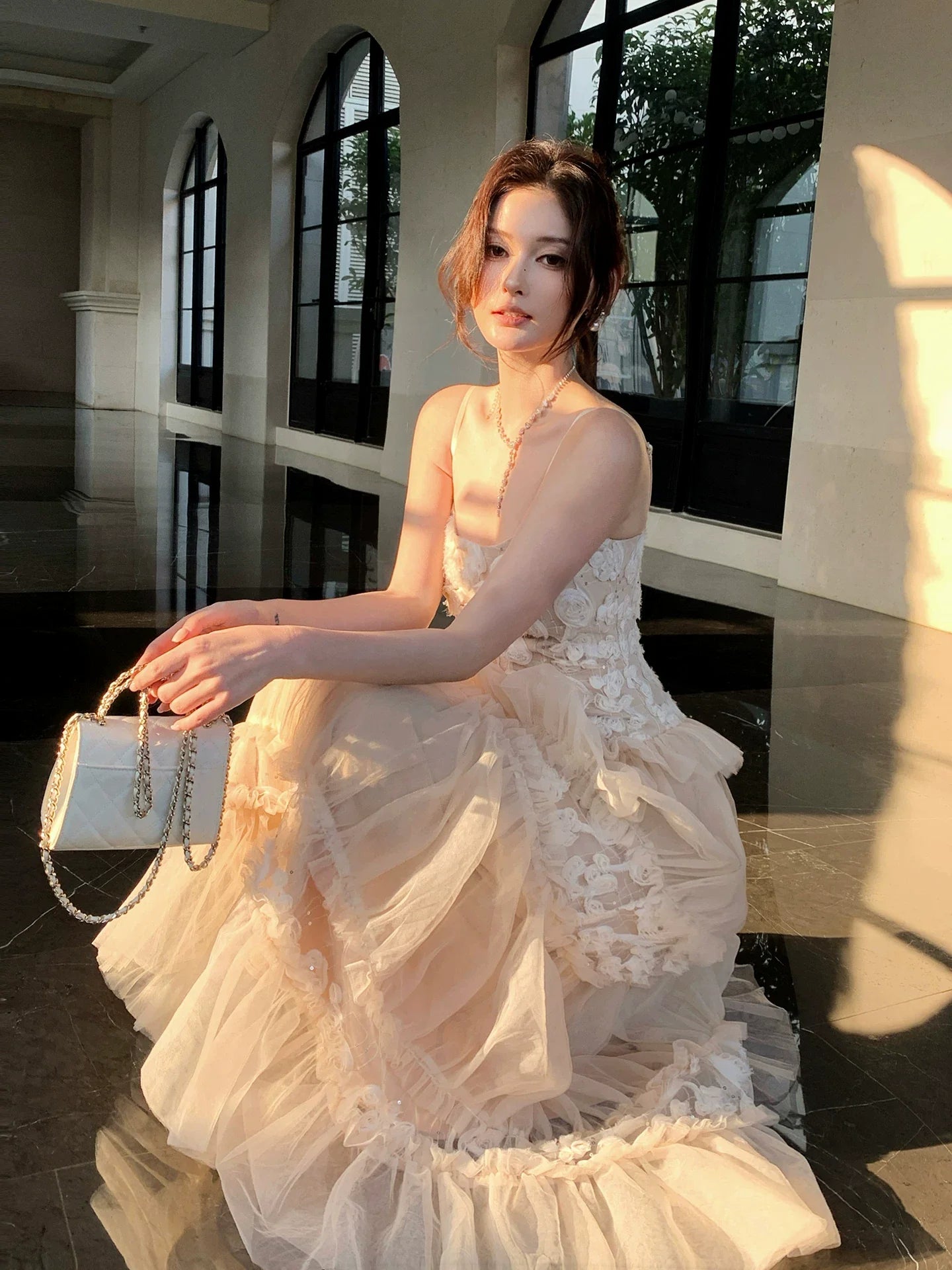 Modest A line Spaghetti Straps Pink Ankle Length Lace Prom Dresses Wedding Guest Dress 20th Party Birthday Outfits AB2434