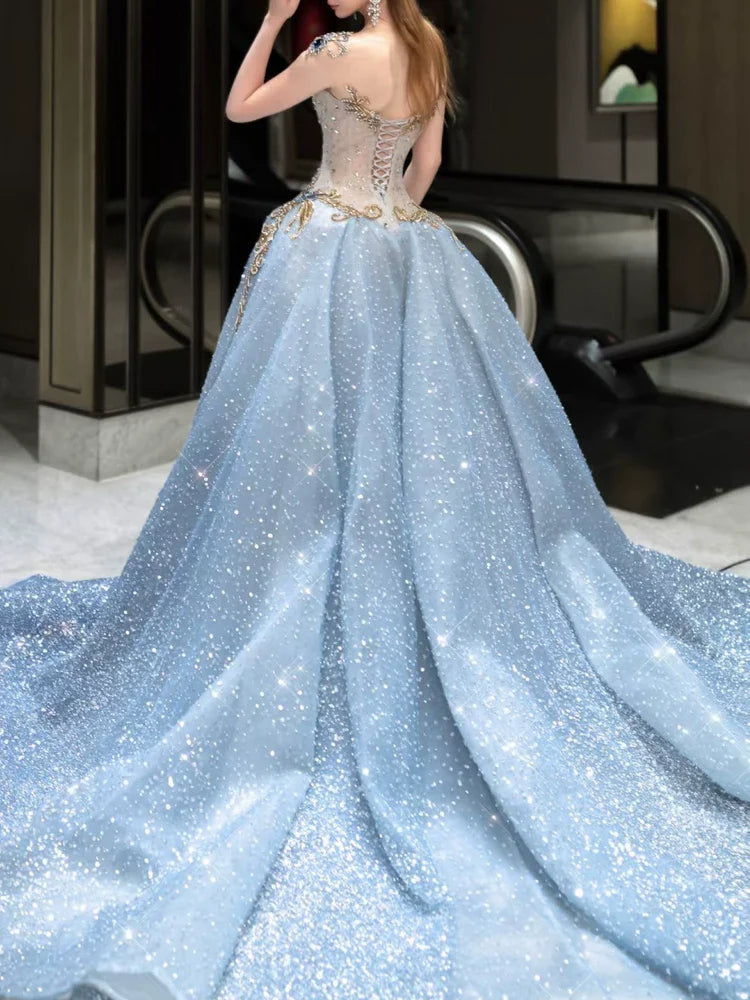 Modest Mermaid Scoop Neck Sequins With Beaded Prom Dresses Inspiration Long Party Night Evening Dress 19th Birthday Outfits AB2272