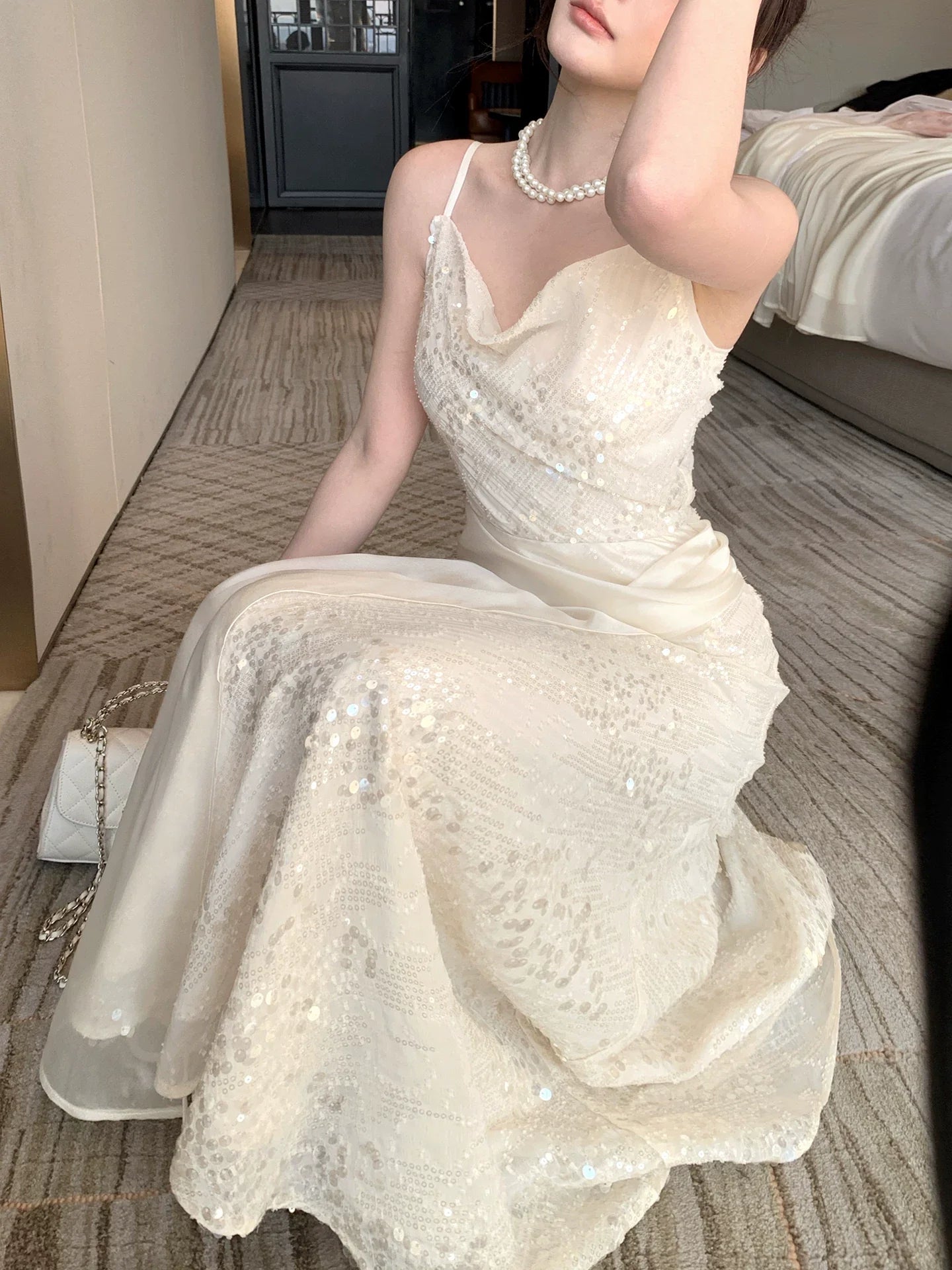 Elegant Mermaid Spaghetti Straps Lace Chiffon Ankle Length Prom Dresses 16th Nigh Party Birthday Outfits AB2420