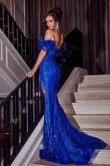 Portia and Scarlett PS23302 Fitted Long Formal Beaded Fringe Prom Dress