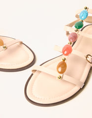 Beaded Gladiator Flat Sandals