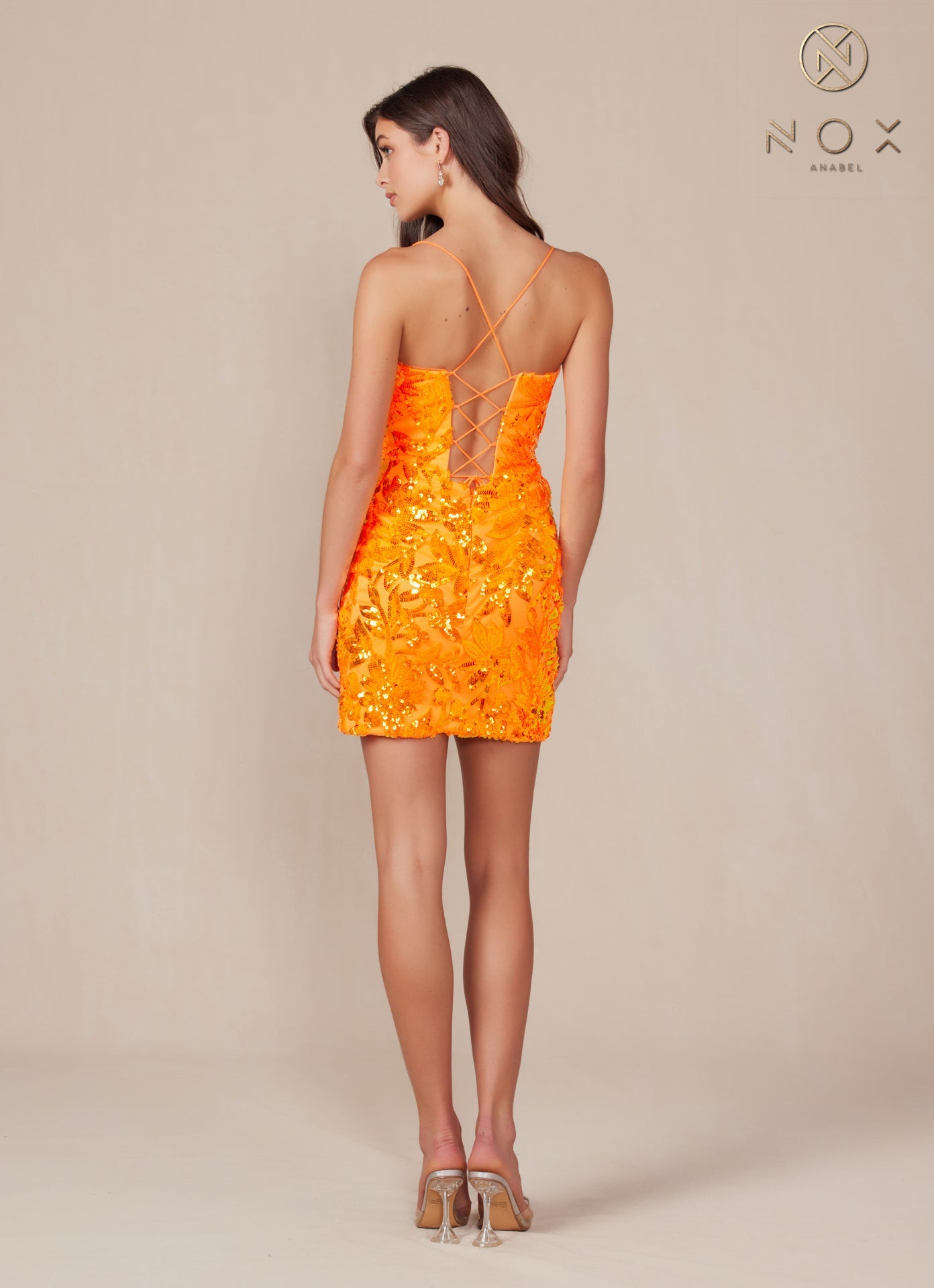Nox Anabel T864 Homecoming Short Sequin Print Cocktail Dress