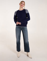 Detailed Embroidery Shoulder Jumper