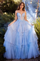 Andrea & Leo A1247 Long Layered Pleated Formal Prom Dress