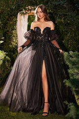 Andrea & Leo A1303 Long Glitter A Line Formal Prom Dress