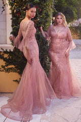 Andrea & Leo A1342 Long Beaded Mermaid Formal Prom Dress