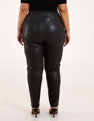 Curve Matte PU Leather Tailored Trousers