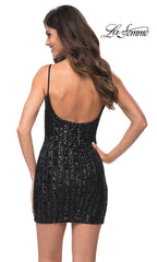 La Femme Short Black Sequin Cocktail Dress