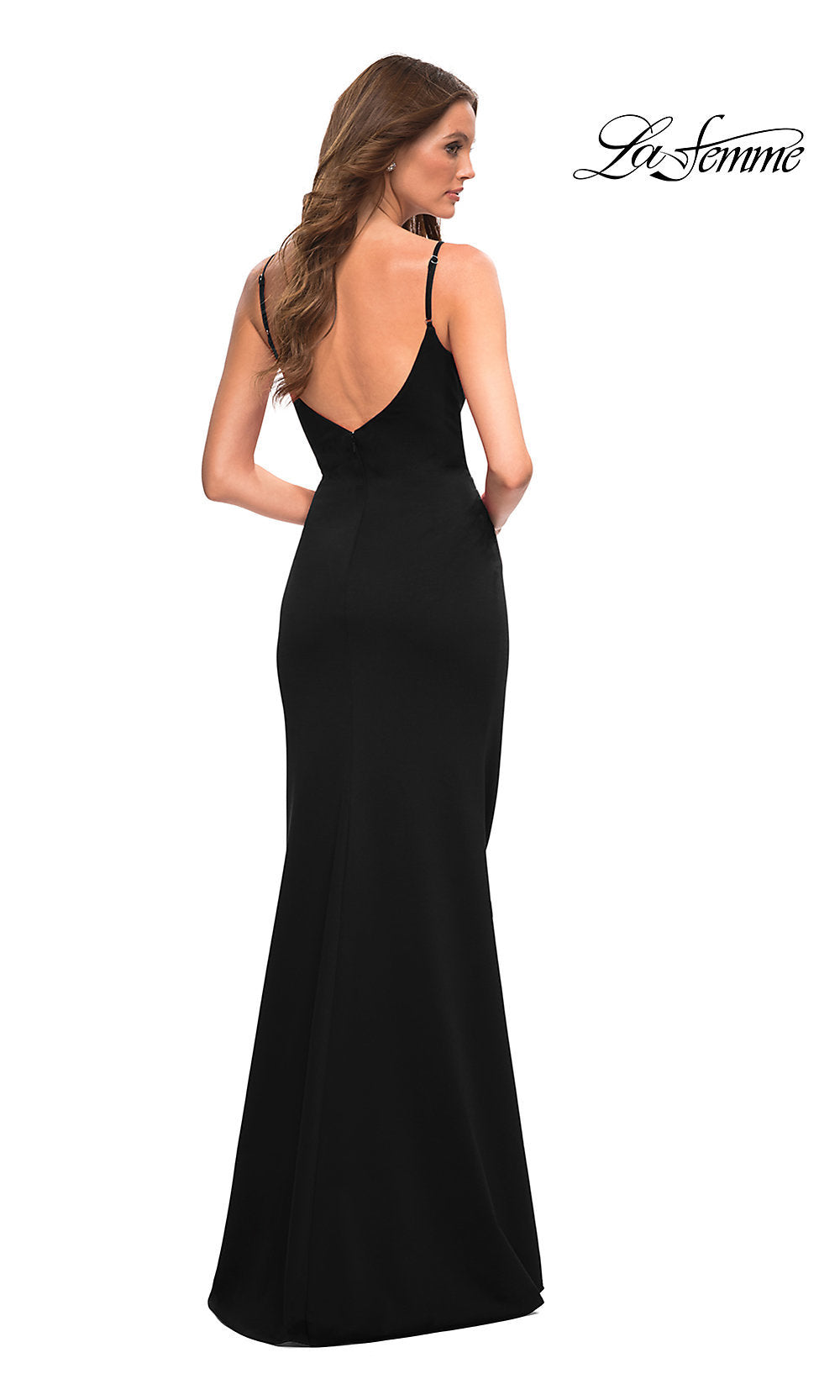 La Femme Simple Long Jersey Prom Dress with Slit