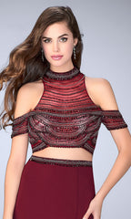 Two-Piece Cold-Shoulder Long Jersey Dress