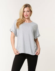 Sequin Trim Oversized Top