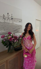 Sparkly Mermaid Spaghetti Strap Hot Pink Sequin Long Sleeveless Formal For Women Girls Teens Prom Dresses N2306