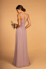 Chiffon Ruched Bridesmaid Long Formal Dress