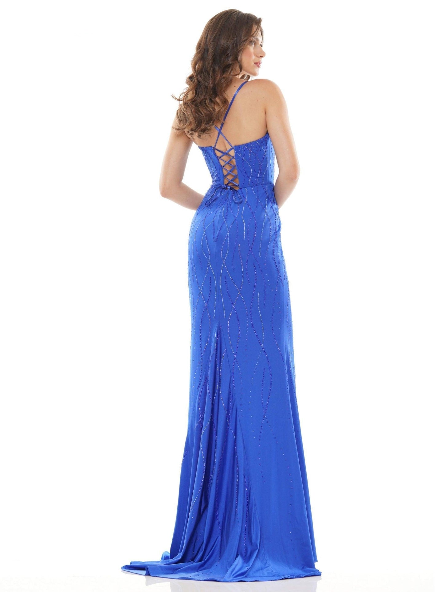 Formal Long Spaghetti Strap Dress by Colors G1052