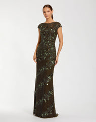 Long Cap Sleeve Fitted Formal Dress Fitted Silhouette Mac Duggal 5500