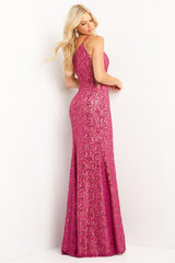 Jovani 06127 Lace One Shoulder Long Prom Dress