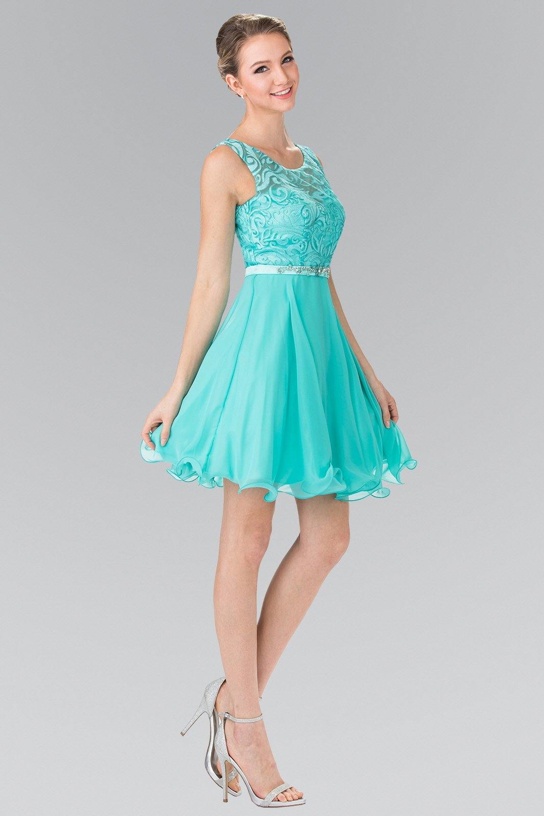 Lace Bodice A Line Short Graduation Dress