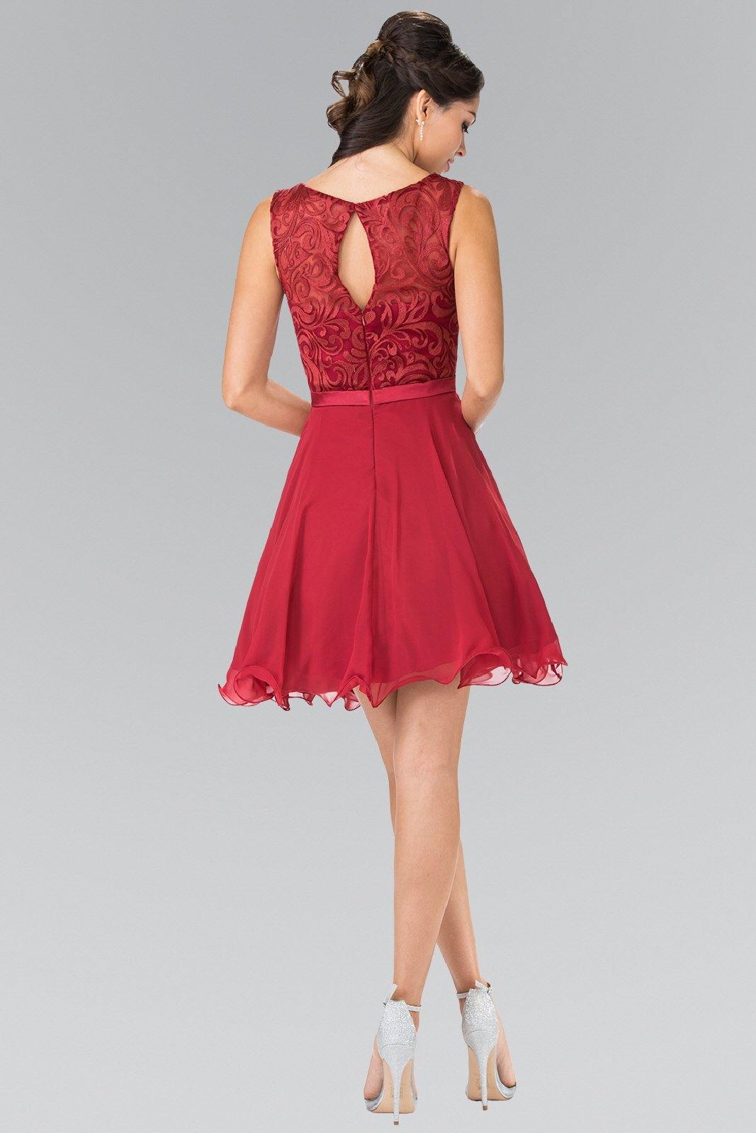 Lace Bodice A Line Short Graduation Dress