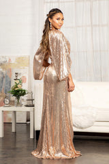 Long Formal Cape Sleeve Evening Dress