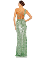 Long Formal One Shoulder Prom Gown One Shoulder Detail Mac Duggal 5687