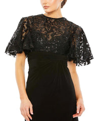 Long Formal Short Sleeve Dress Short Sleeves Mac Duggal 68002