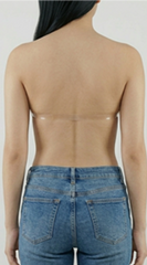 Adhesive Plunge Bra with Back Strap - Beige