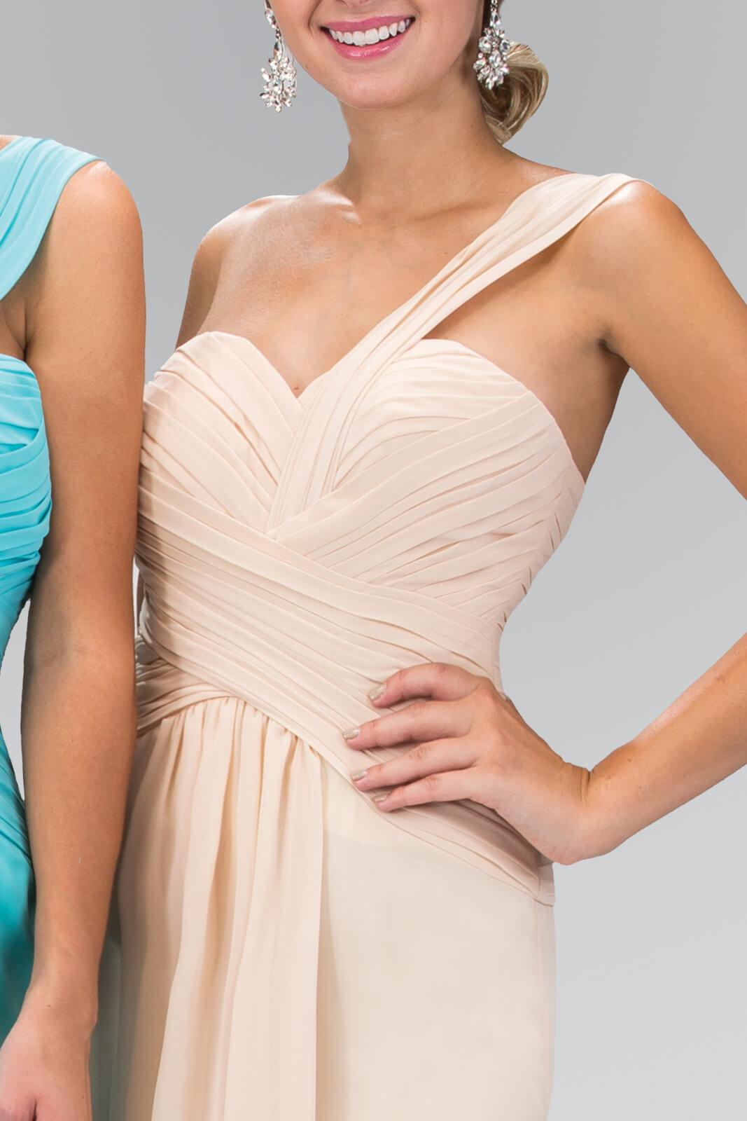 One Shoulder Ruched Long Prom Dress Fomal