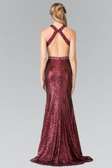 Prom Formal Sequins Long Dress with Side Slit