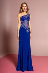 Prom Long Beaded One Shoulder Formal Evening Dress
