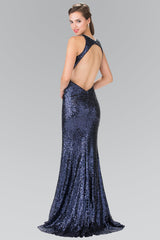 Prom Long Formal Halter Neck Beaded Evening Dress