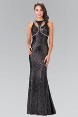Prom Long Formal Halter Neck Beaded Evening Dress
