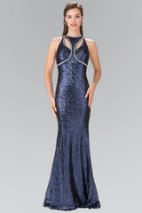 Prom Long Formal Halter Neck Beaded Evening Dress