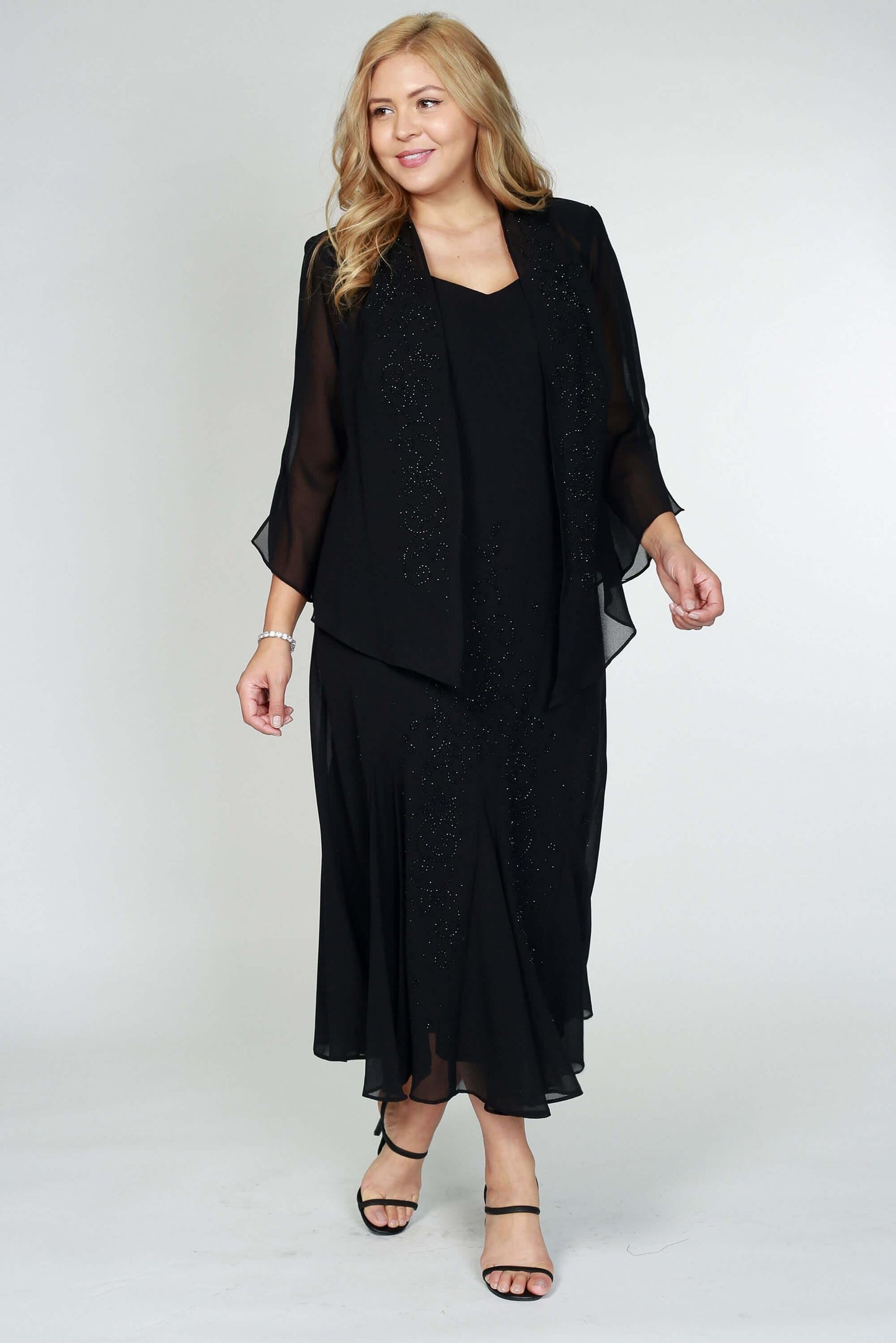 R&M Richards 358260 Plus Size Black Gown Evening Mother of the Bride