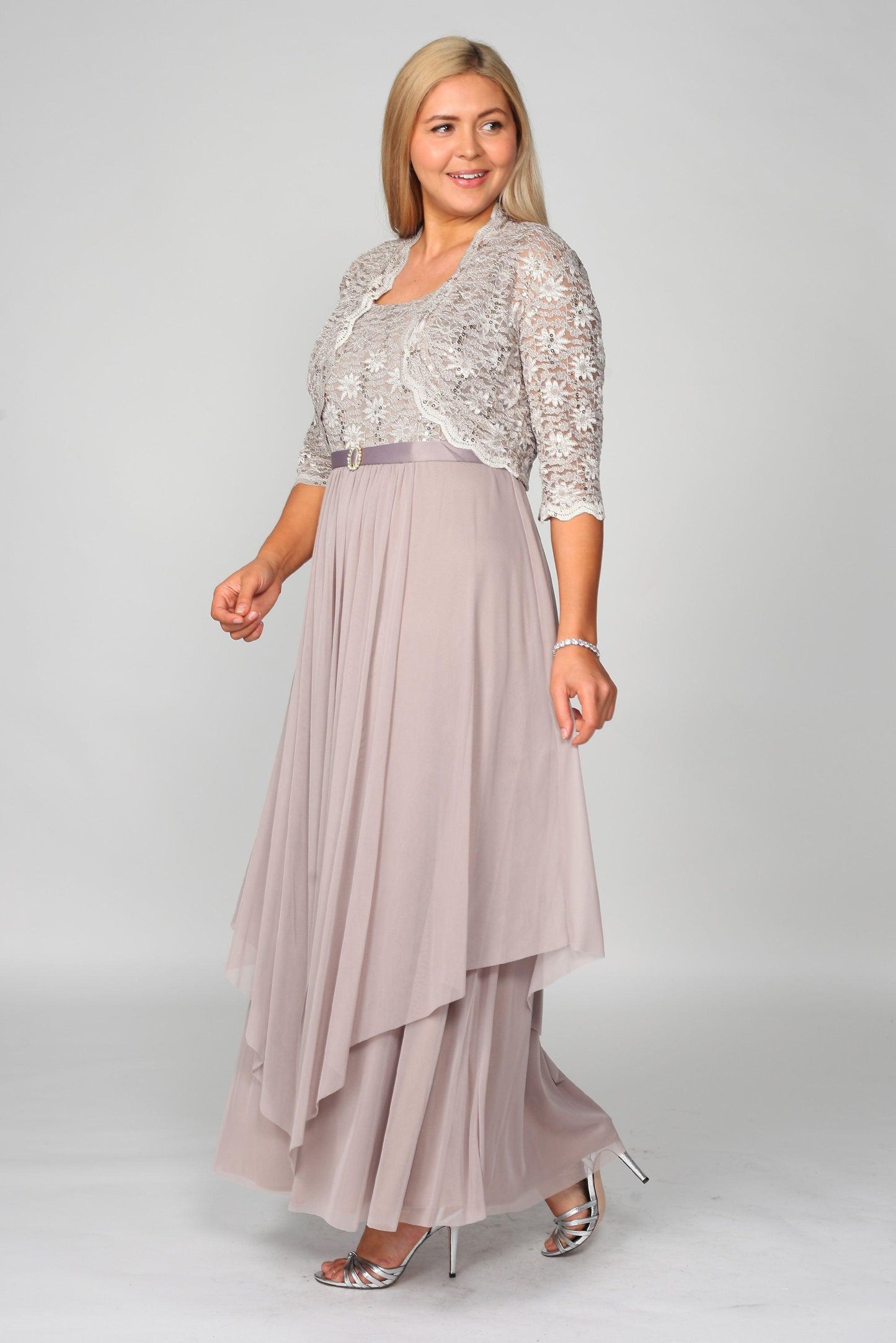 R&M Richards 7300W Plus Size Long Mother of the Bride Formal Jacket Dress