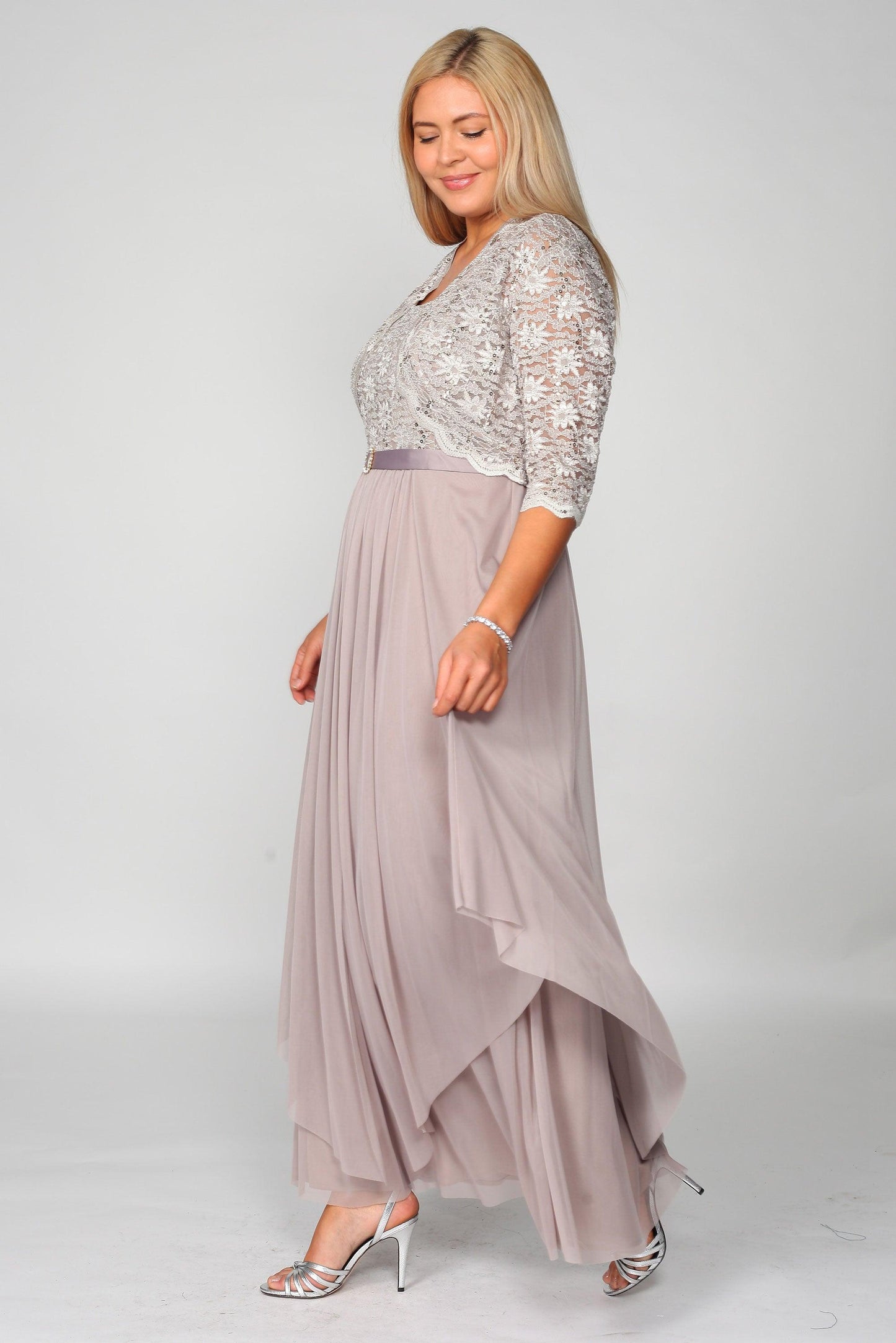 R&M Richards 7300W Plus Size Long Mother of the Bride Formal Jacket Dress