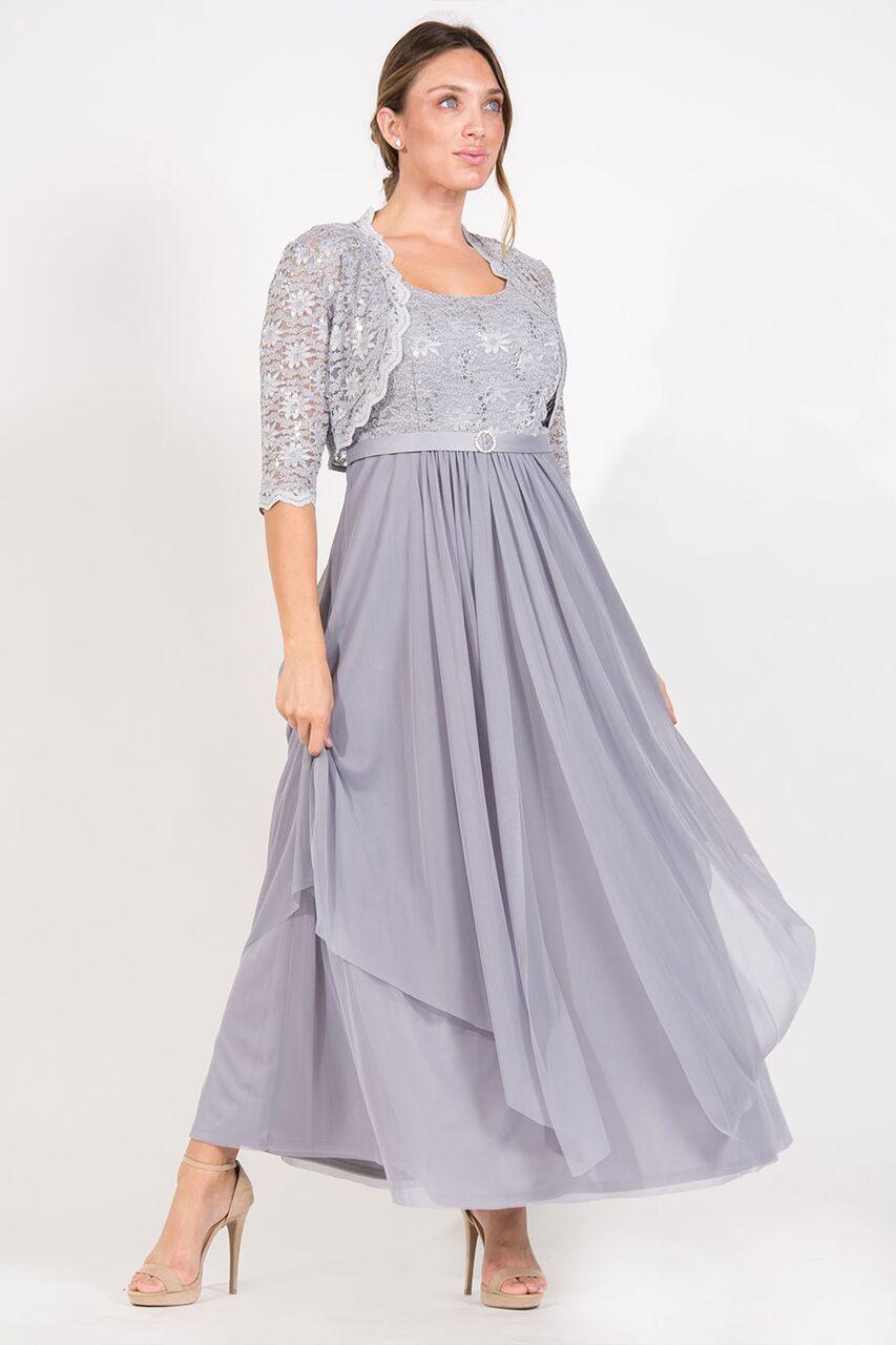 R&M Richards 7300W Plus Size Long Mother of the Bride Formal Jacket Dress