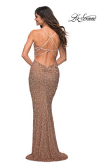 Rose Gold Long La Femme Sequin Prom Dress